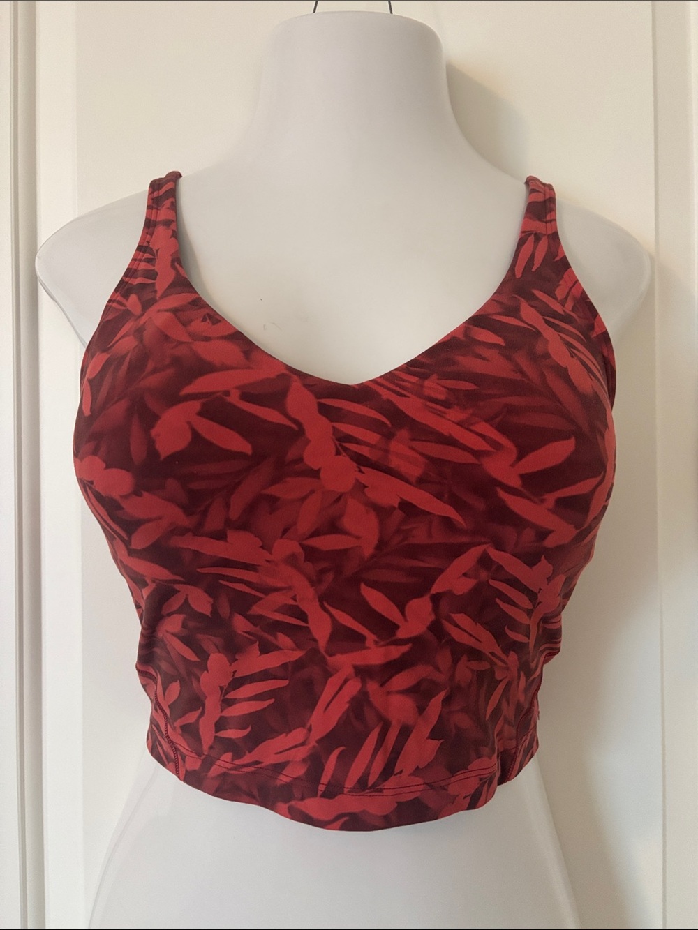 lululemon athletica Red Leaf-Print Crop Bralette Size 8